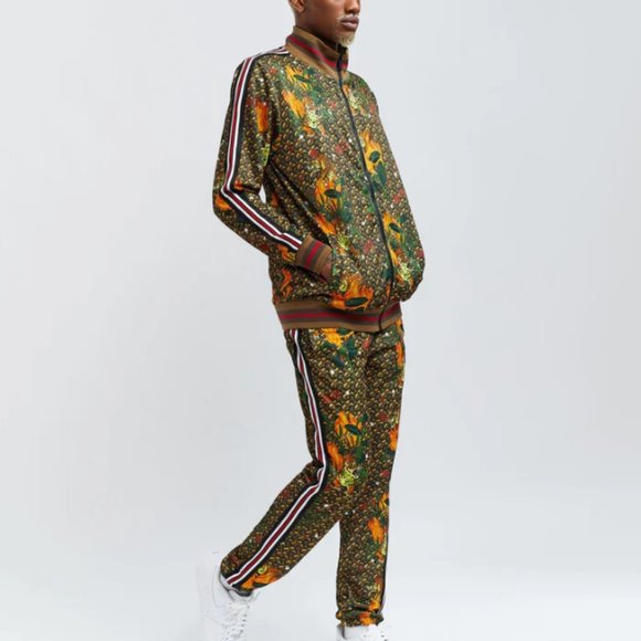 Reason Brand Tiger Print Monogram Track Set Tracksuit 2 Piece - Picture 6 of 8